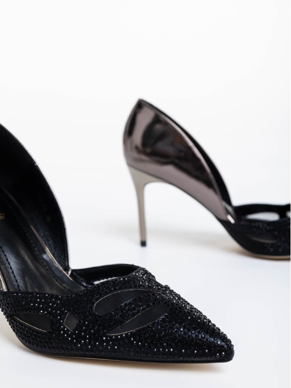 Shaneka fekete női cipő textil anyagból, 6 - Kalapod.hu