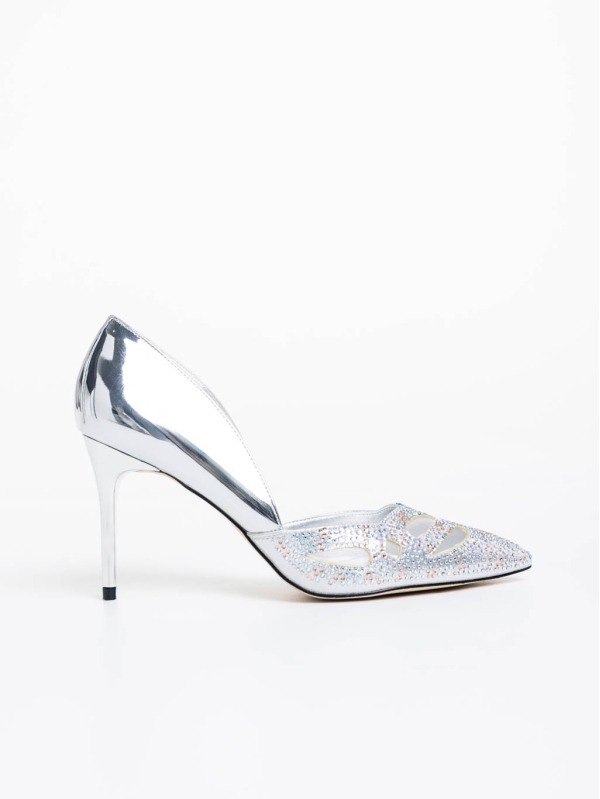 Shaneka ezüstszínű női cipő textil anyagból, 5 - Kalapod.hu