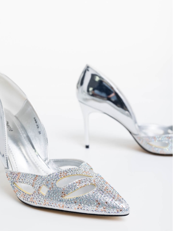 Shaneka ezüstszínű női cipő textil anyagból, 6 - Kalapod.hu