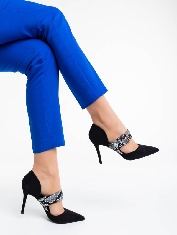 Simrita fekete női magassarkú cipő textil anyagból - Kalapod.hu