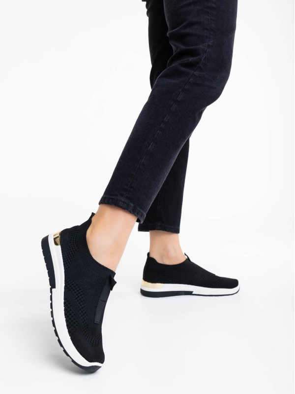 Razia fekete női sport cipő textil anyagból, 3 - Kalapod.hu