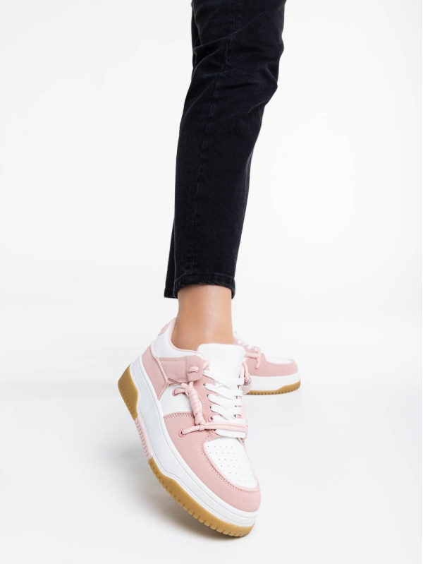 Rheia fehér és rózsaszín női sport cipő ökológiai bőrből, 2 - Kalapod.hu