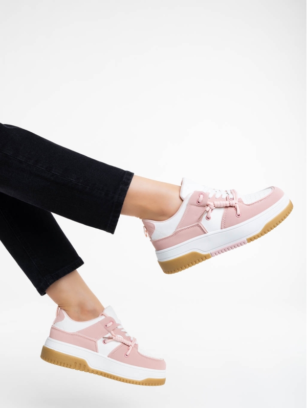 Rheia fehér és rózsaszín női sport cipő ökológiai bőrből, 4 - Kalapod.hu