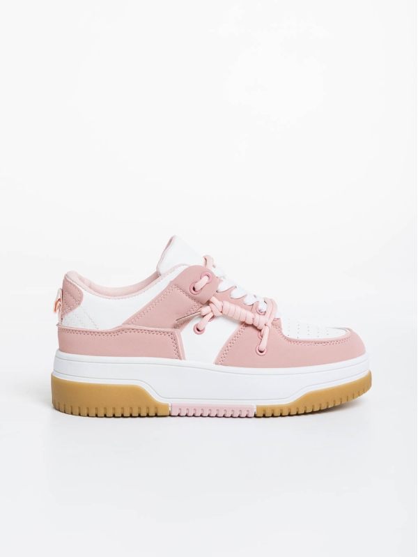 Rheia fehér és rózsaszín női sport cipő ökológiai bőrből, 5 - Kalapod.hu