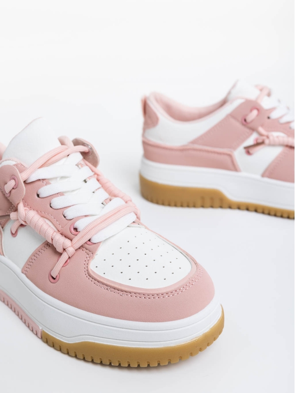 Rheia fehér és rózsaszín női sport cipő ökológiai bőrből, 6 - Kalapod.hu