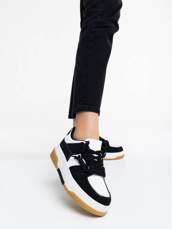 Rheia fekete fehér női sport cipő ökológiai bőrből, 2 - Kalapod.hu