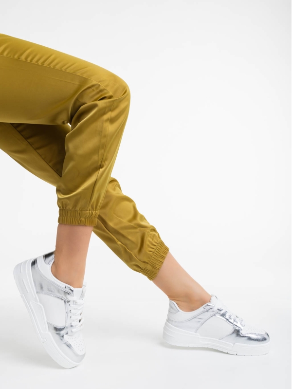 Rumeysa fehér és ezüstszínű női sport cipő ökológiai bőrből - Kalapod.hu
