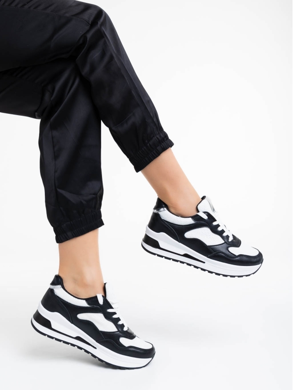 Rachana fekete fehér női sport cipő ökológiai bőrből, 4 - Kalapod.hu