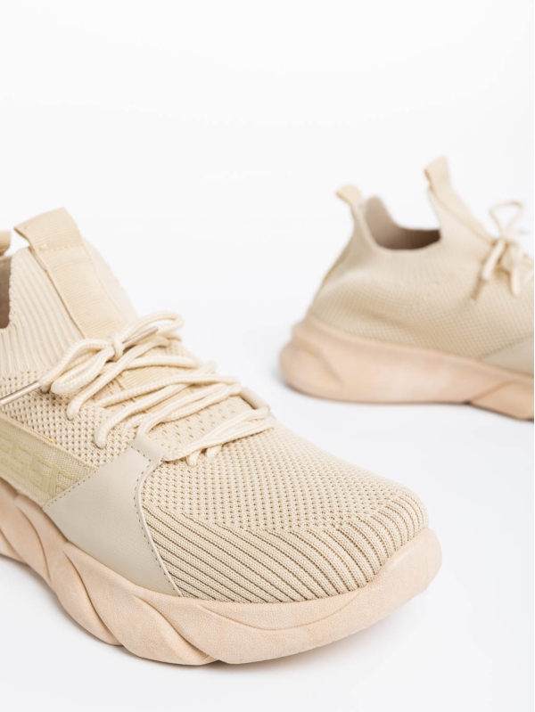 Renie bézs női sport cipő textil anyagból, 6 - Kalapod.hu