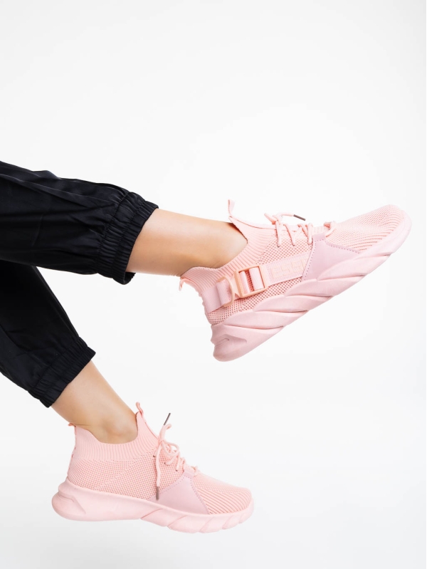 Renie rózsaszín női sport cipő textil anyagból, 4 - Kalapod.hu