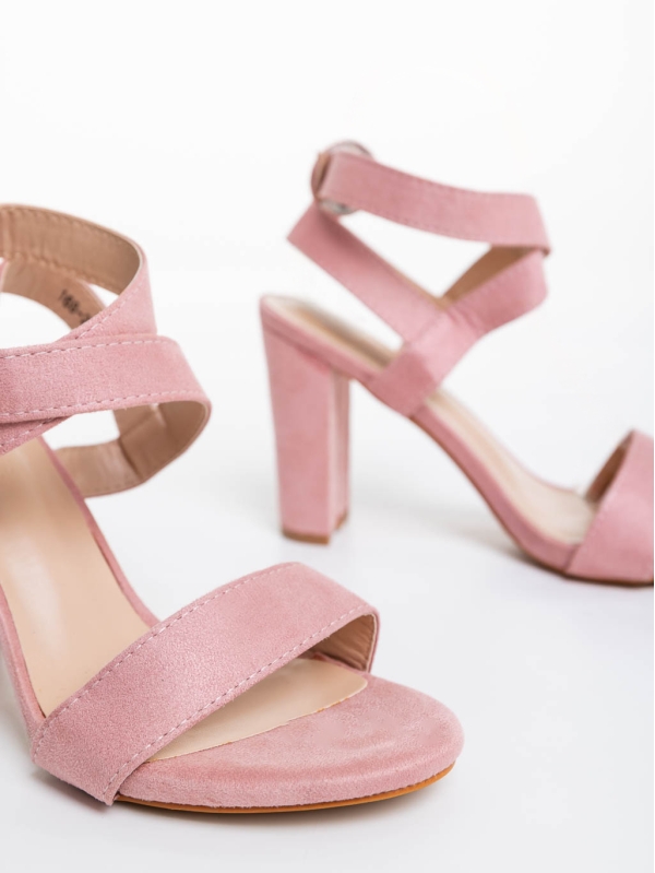 Orielle világos rózsaszín női szandál textil anyagból, 6 - Kalapod.hu