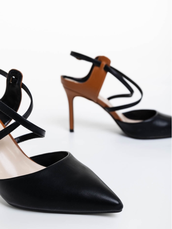 Diella fekete női magassarkú cipő ökológiai bőrből, 6 - Kalapod.hu