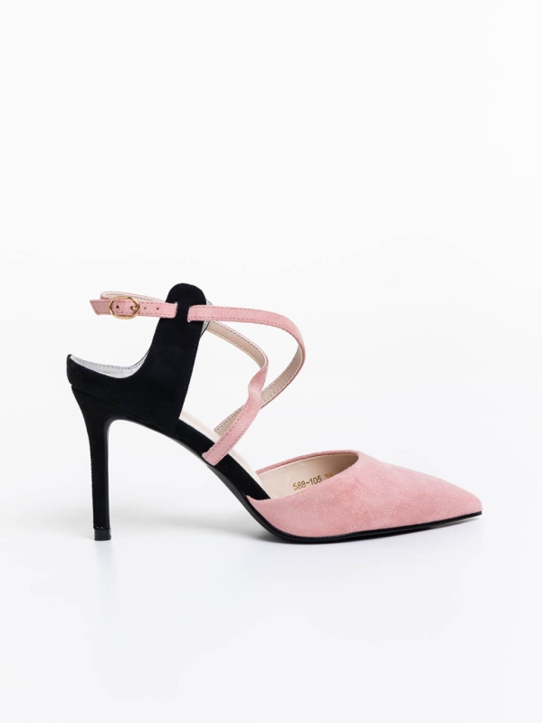 Saleena rózsaszín női  magassarkú cipő textil anyagból, 5 - Kalapod.hu