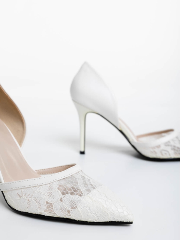 Orella fehér női magassarkú cipő ökológiai bőrből és textil anyagból, 6 - Kalapod.hu