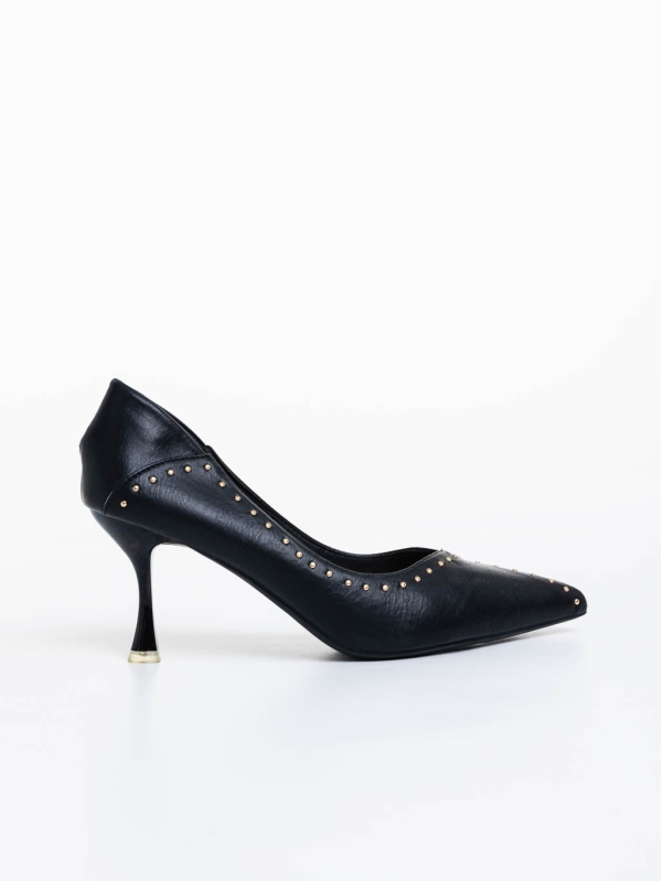 Olivea fekete női magassarkú cipő ökológiai bőrből, 5 - Kalapod.hu