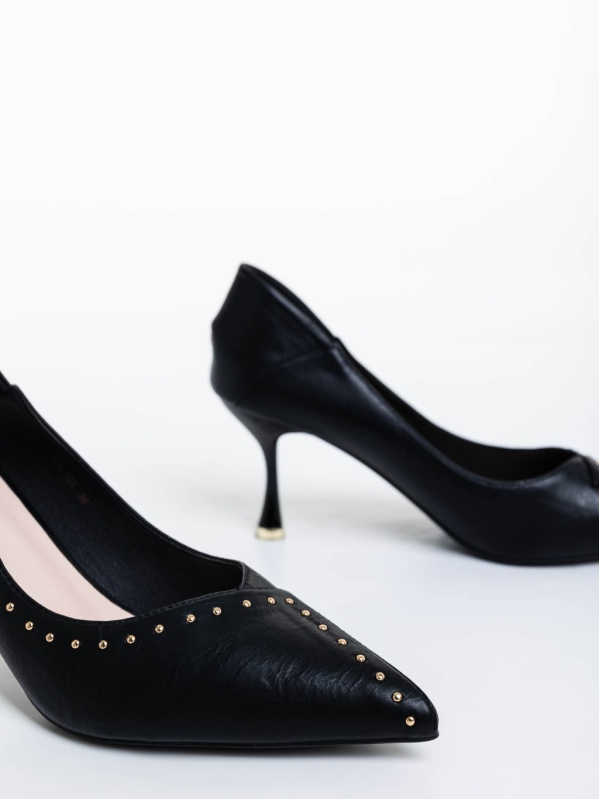Olivea fekete női magassarkú cipő ökológiai bőrből, 6 - Kalapod.hu