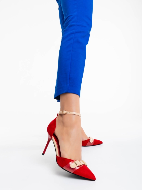 Teiana piros női magassarkú cipő textil anyagból - Kalapod.hu