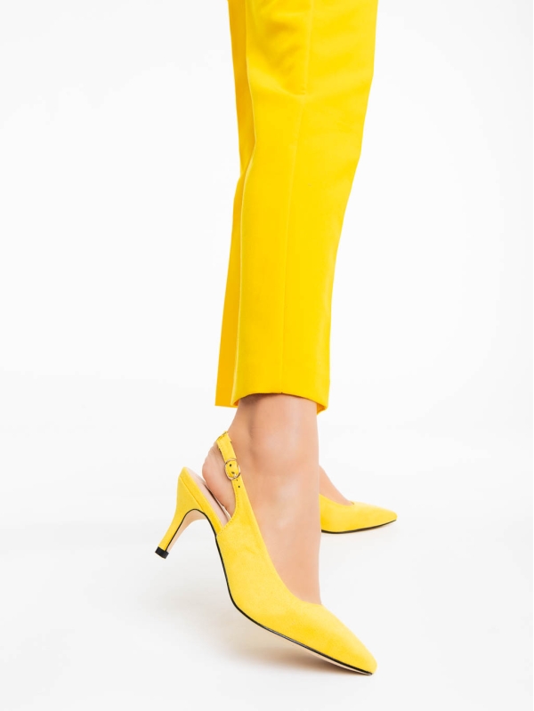 Opaline sárga női magassarkú cipő textil anyagból - Kalapod.hu