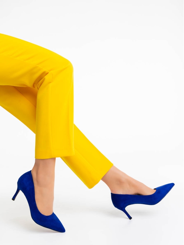 Taneshia kék  női magassarkú cipő textil anyagból, 4 - Kalapod.hu