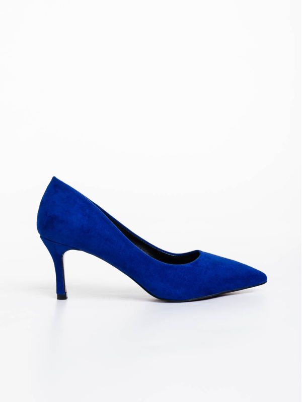 Taneshia kék  női magassarkú cipő textil anyagból, 5 - Kalapod.hu