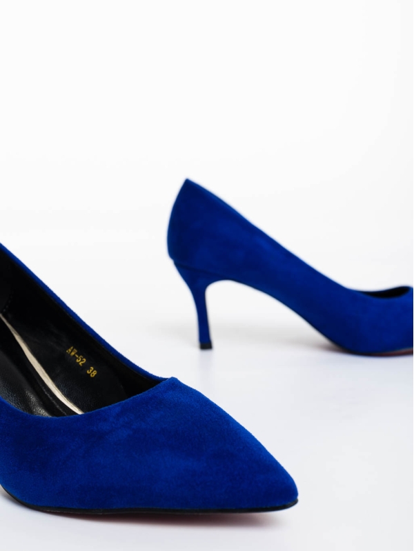 Taneshia kék  női magassarkú cipő textil anyagból, 6 - Kalapod.hu