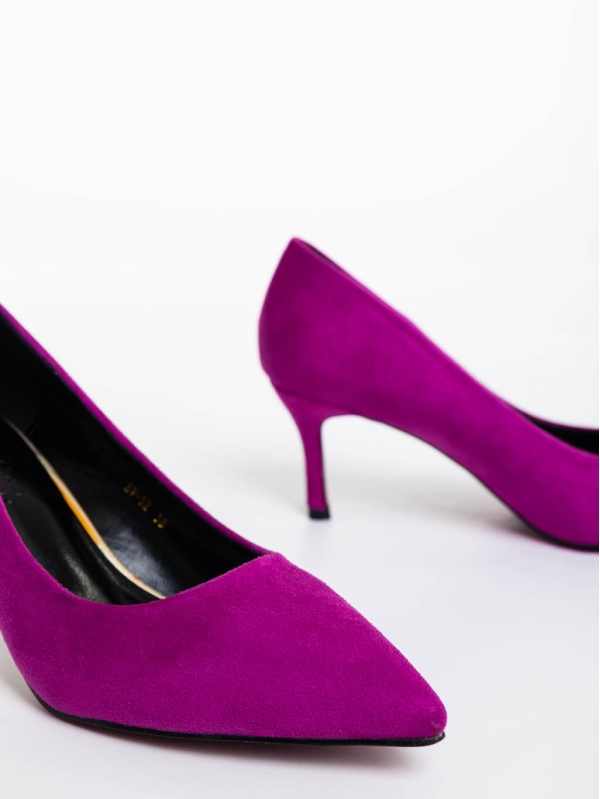 Taneshia lila  női magassarkú cipő textil anyagból, 6 - Kalapod.hu
