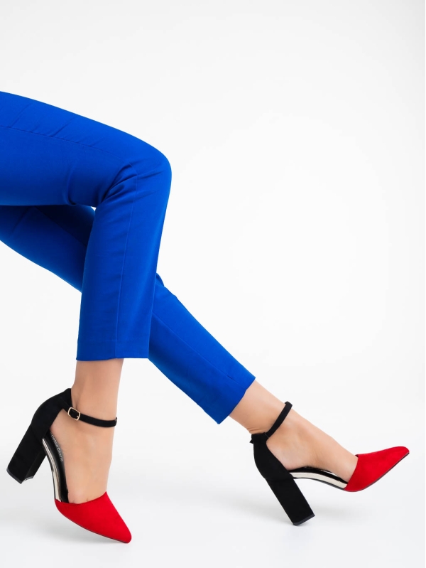 Sapna piros női magassarkú cipő textil anyagból - Kalapod.hu