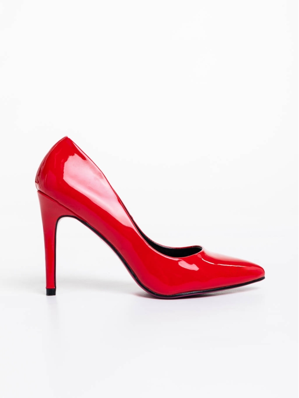 Sabiya piros női magassarkú cipő lakkozott ökológiai bőrből, 5 - Kalapod.hu