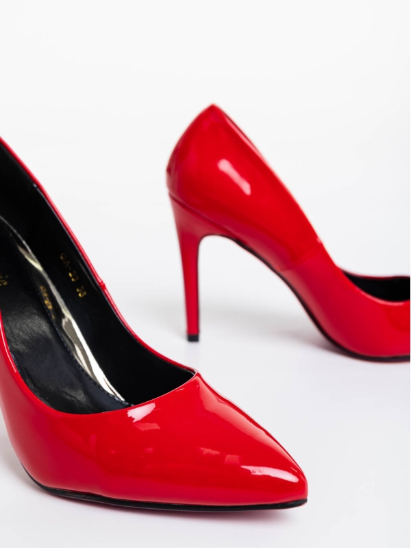 Sabiya piros női magassarkú cipő lakkozott ökológiai bőrből, 6 - Kalapod.hu