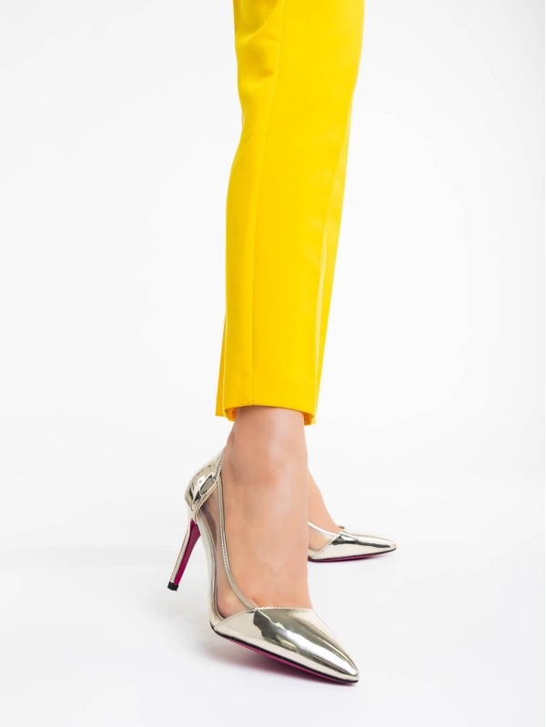Ambar aranyszínű női cipő lakkozott ökológiai bőrből, 2 - Kalapod.hu