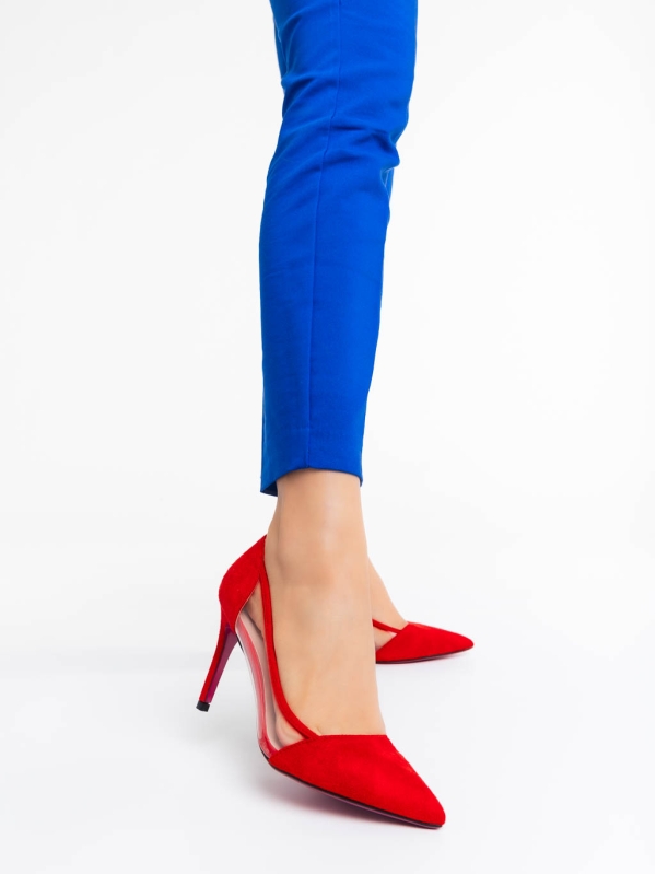 Ambar piros női cipő textil anyagból, 2 - Kalapod.hu