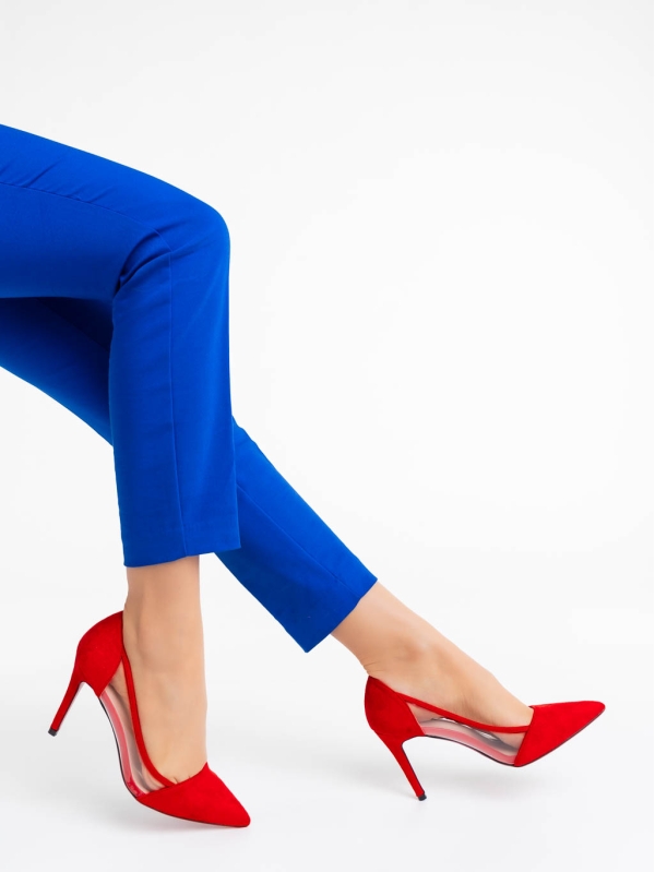 Ambar piros női cipő textil anyagból, 3 - Kalapod.hu