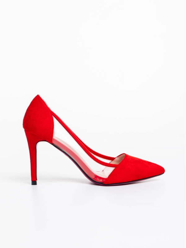 Ambar piros női cipő textil anyagból, 5 - Kalapod.hu