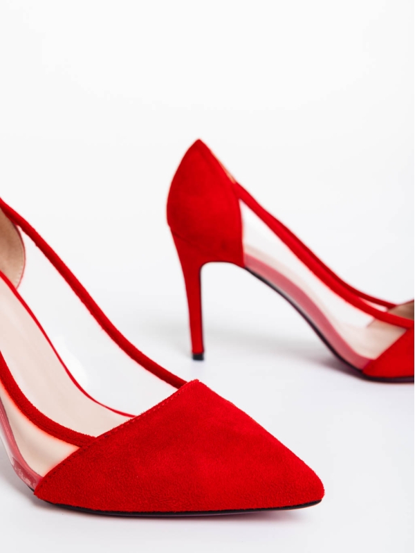 Ambar piros női cipő textil anyagból, 6 - Kalapod.hu
