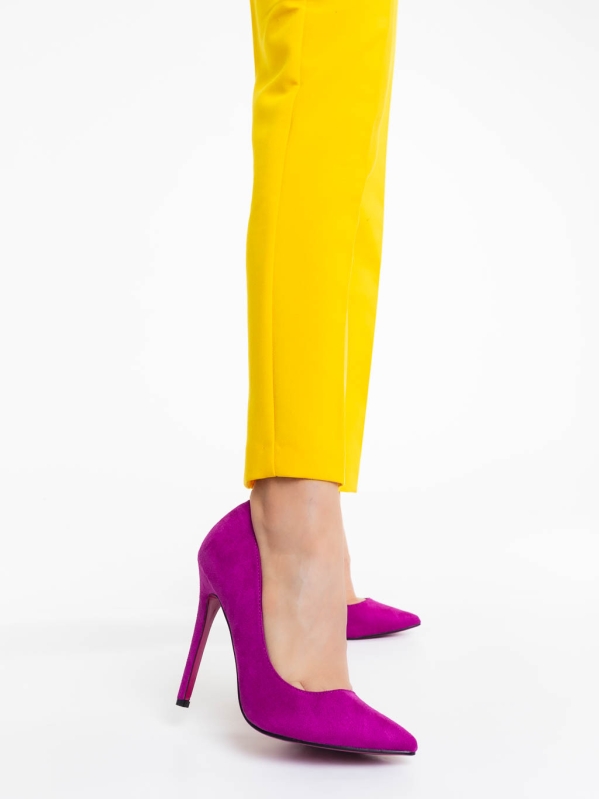 Orissa lila női magassarkú cipő textil anyagból, 2 - Kalapod.hu