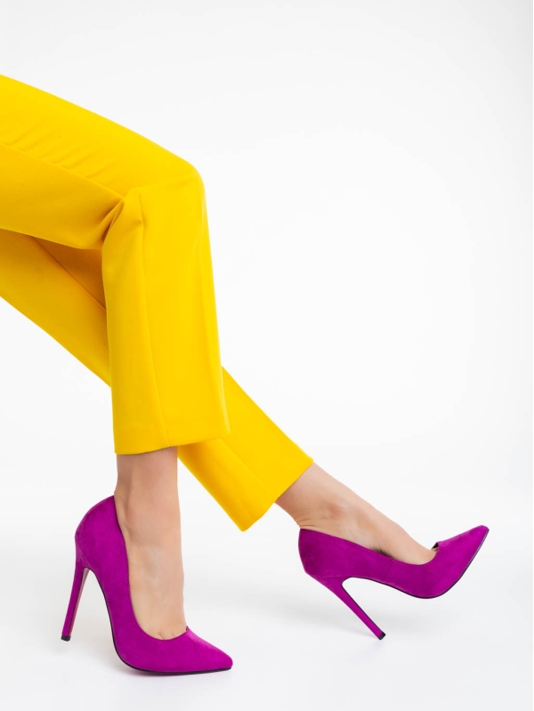 Orissa lila női magassarkú cipő textil anyagból, 4 - Kalapod.hu