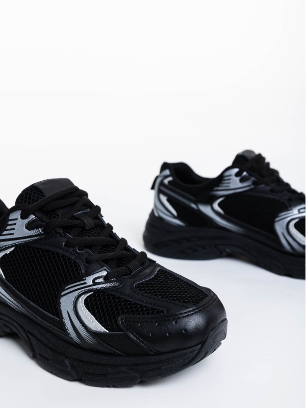 Dunya fekete női sportcipő textil anyagból, 6 - Kalapod.hu