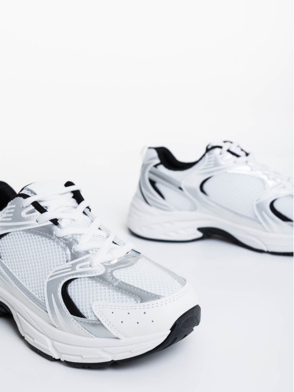 Dunya fekete fehér női sportcipő textil anyagból, 6 - Kalapod.hu