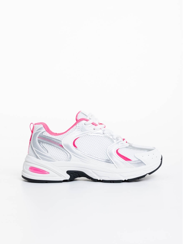 Dunya fehér és rózsaszín női sportcipő textil anyagból, 5 - Kalapod.hu