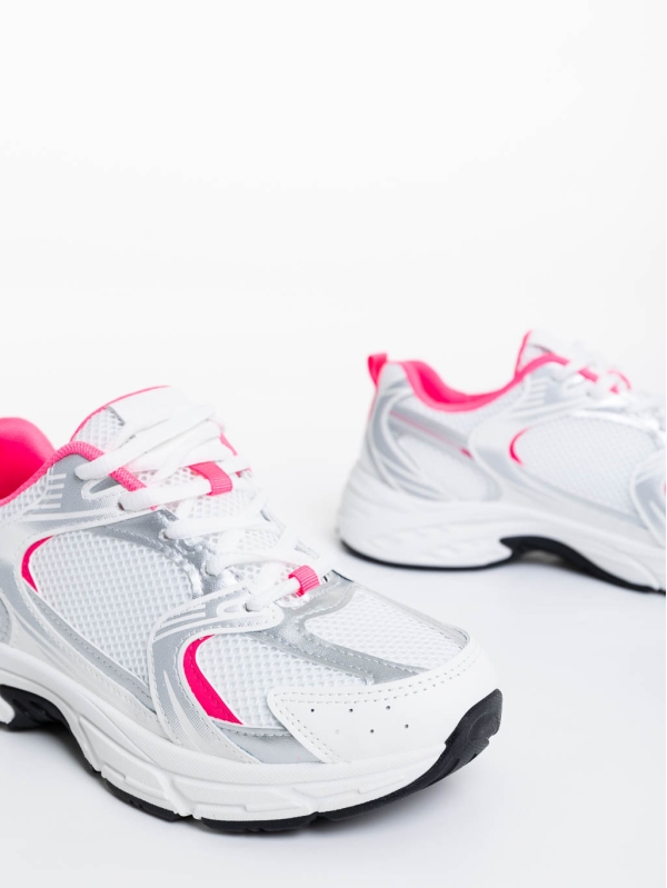 Dunya fehér és rózsaszín női sportcipő textil anyagból, 6 - Kalapod.hu