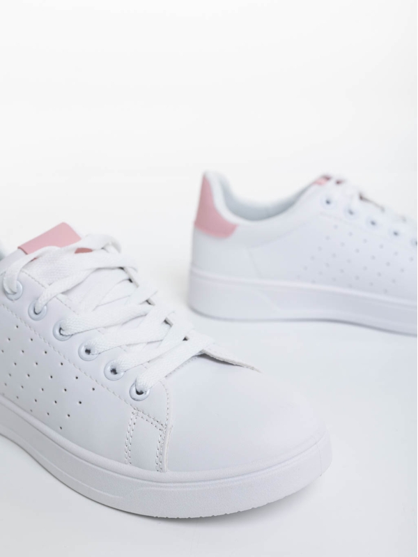 Rasine fehér és rózsaszín női sportcipő ökológiai bőrből, 6 - Kalapod.hu