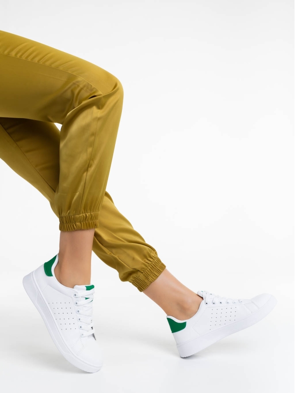 Rasine fehér és zöld női sportcipő ökológiai bőrből, 4 - Kalapod.hu