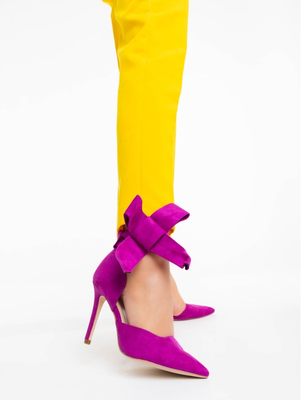 Tanicha lila női magassarkú cipő textil anyagból - Kalapod.hu