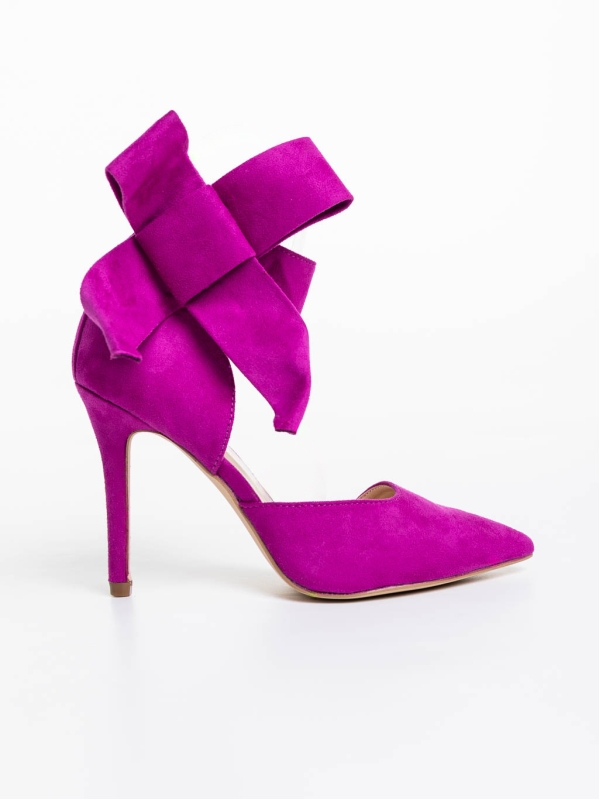 Tanicha lila női magassarkú cipő textil anyagból, 5 - Kalapod.hu