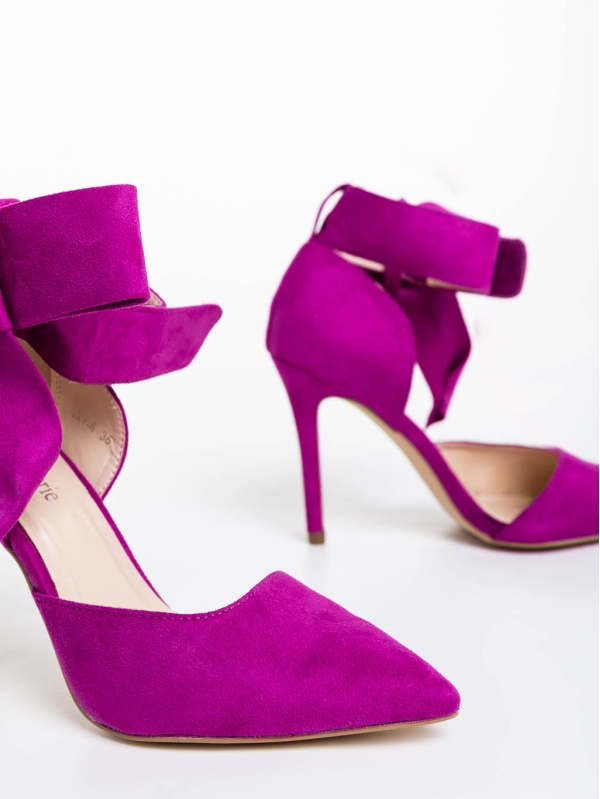 Tanicha lila női magassarkú cipő textil anyagból, 6 - Kalapod.hu
