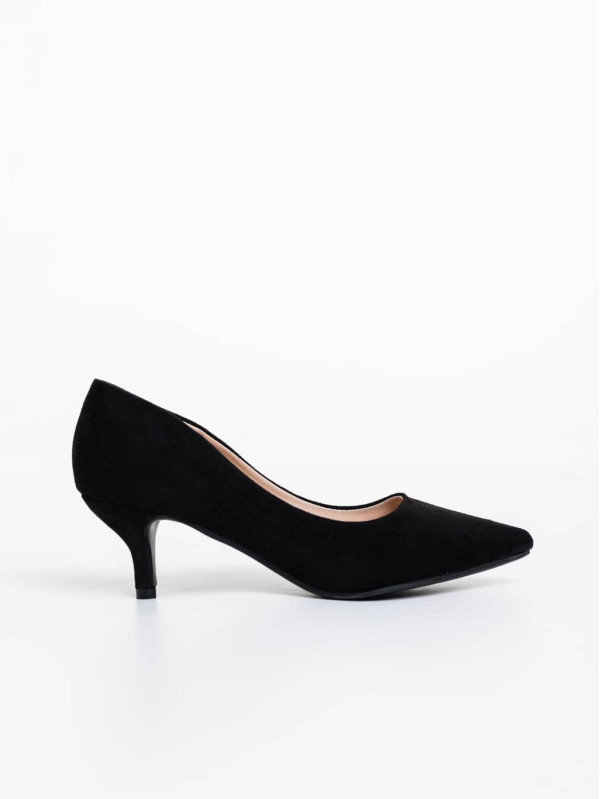 Triona fekete női magassarkú cipő textil anygaból, 5 - Kalapod.hu