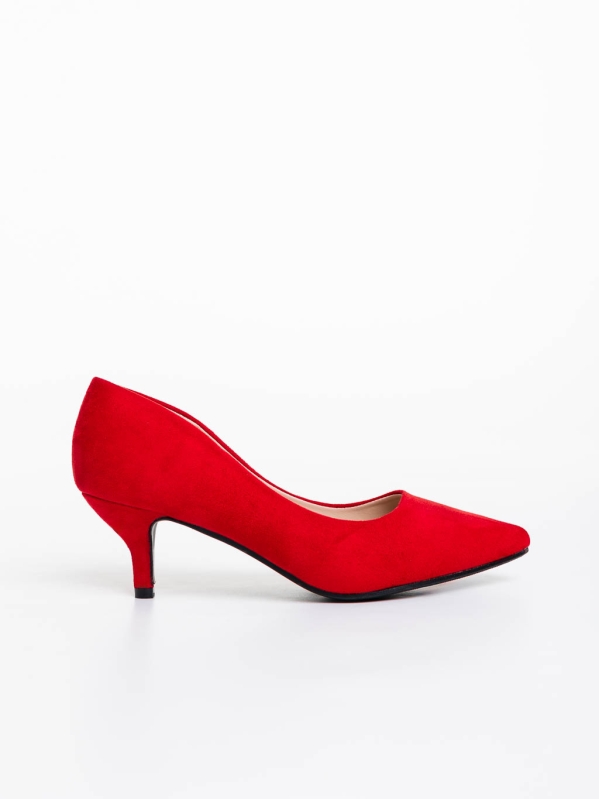 Triona piros női magassarkú cipő textil anygaból, 7 - Kalapod.hu