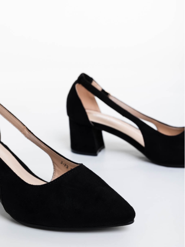 Candyce fekete női magassarkú cipő textil anyagból, 6 - Kalapod.hu