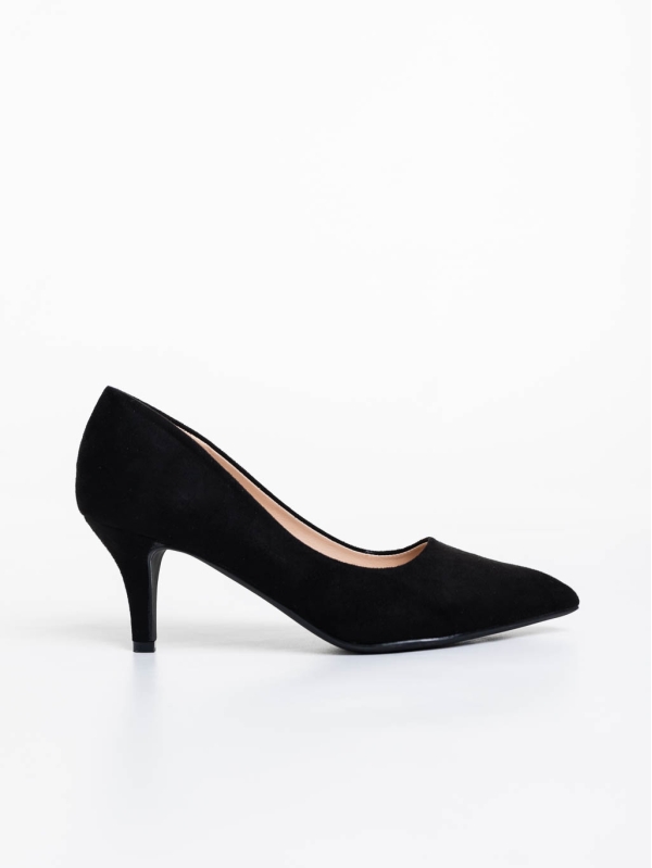 Dayla fekete női magassarkú cipő textil anyagból, 5 - Kalapod.hu