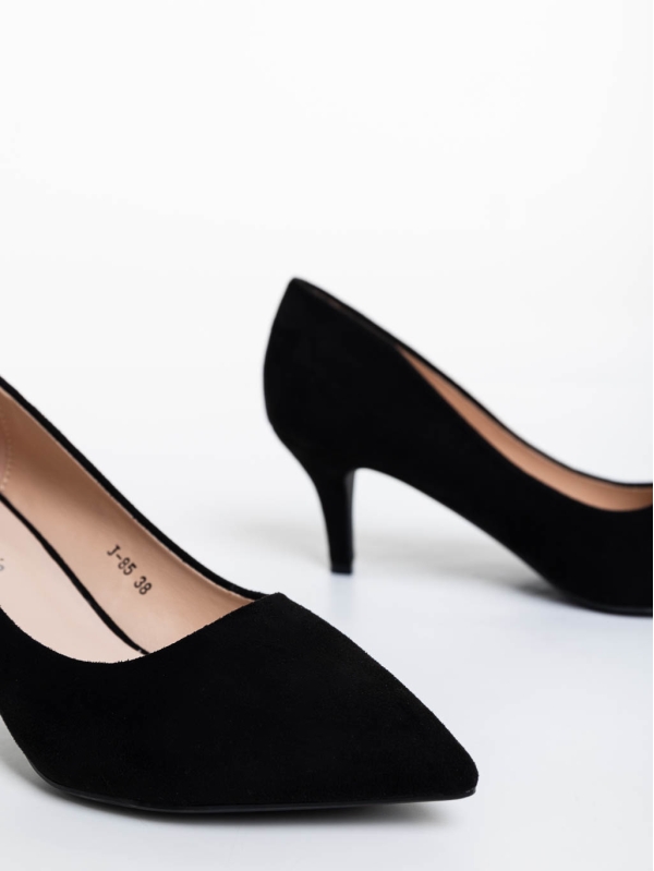Dayla fekete női magassarkú cipő textil anyagból, 6 - Kalapod.hu